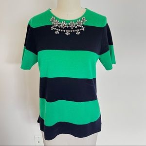 J.Crew Merino Wool Jeweled Striped Sweater